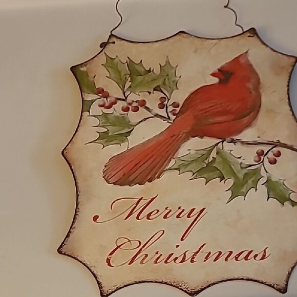 Holiday Cardinal Merry Christmas  Metal Sign - Picture 1 of 2